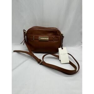 NWT Ted Baker Brown Leather Camera Bag Crossbody Handbag Purse Preppy Old Money
